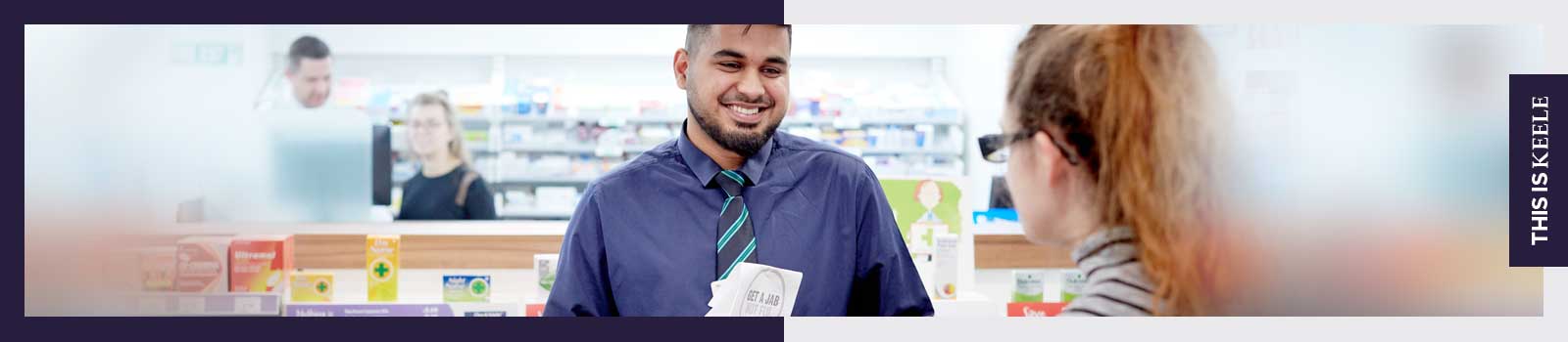 Pharmacist serving a customer in a chemist